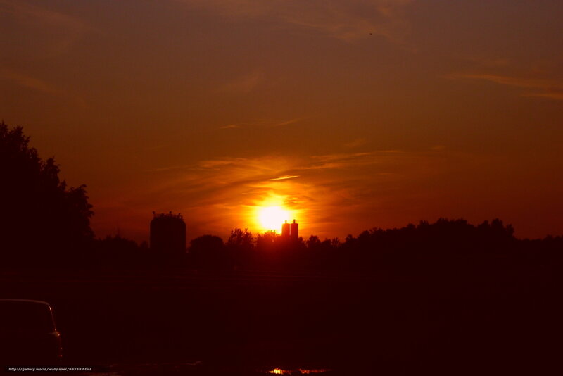 sunset over silos