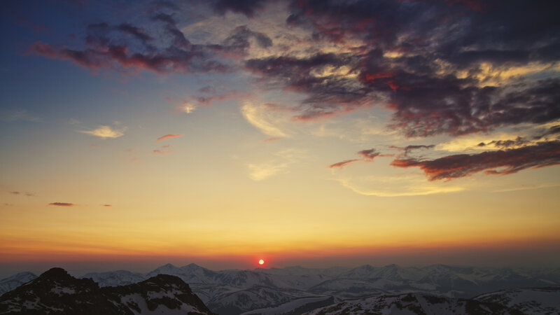 Sunset over Snow-capped Mountains — Orange
