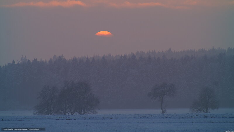 Sunset over Snowy Field — Blue, Serene, Photograph