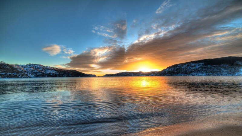 Sunset over Snowy Hills — Blue, Dramatic