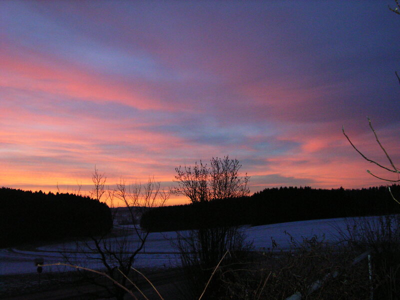 Sunset over Snowy Landscape — Purple