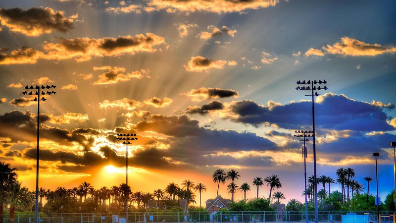 Sunset over Sports Field — Orange
