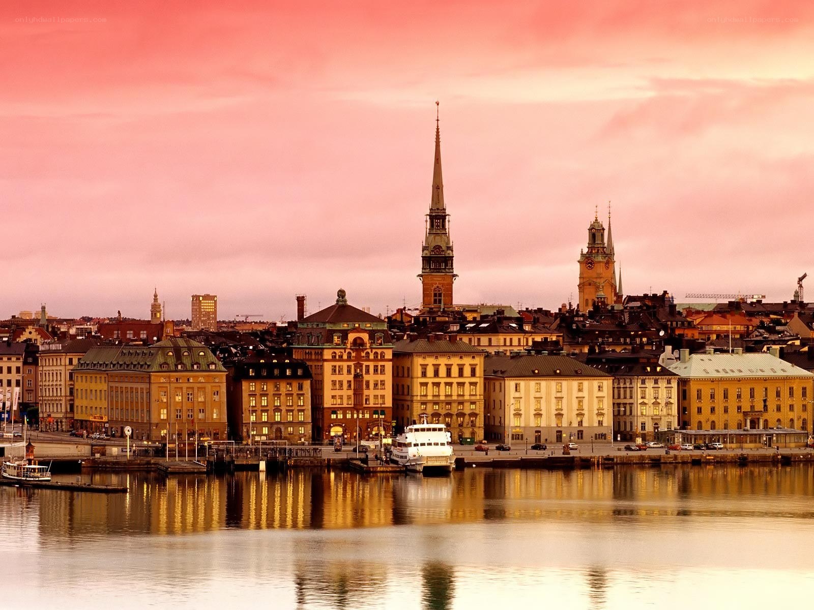 Sunset over Stockholm waterfront