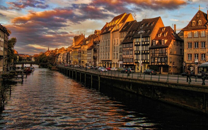 Sunset over Strasbourg's river