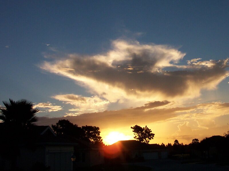Sunset over Suburban Homes — Blue
