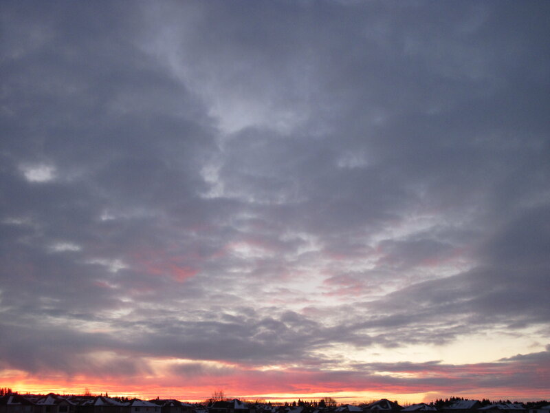 Sunset over Suburban Homes — Gray