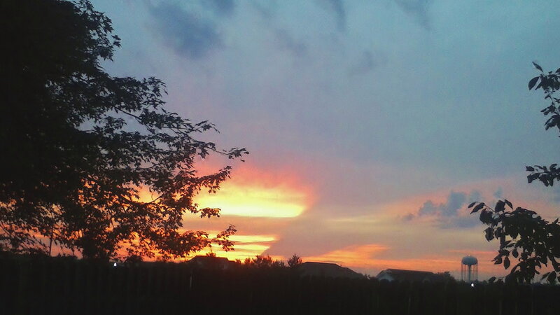 Sunset over Suburban Homes — Orange, Serene, Photograph