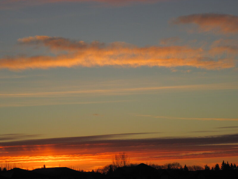 Sunset over Suburban Homes — Orange