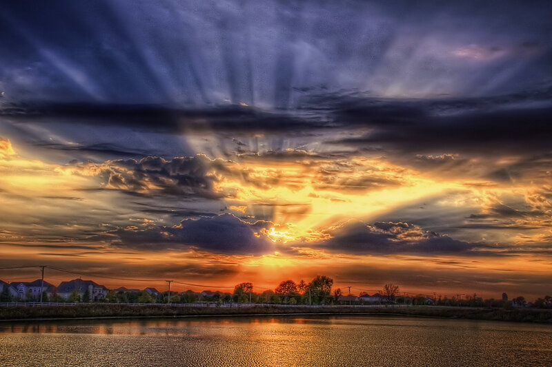 Sunset over Suburban Lake