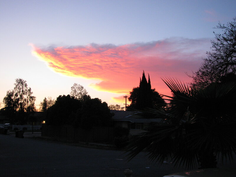 sunset over suburban neighborhood