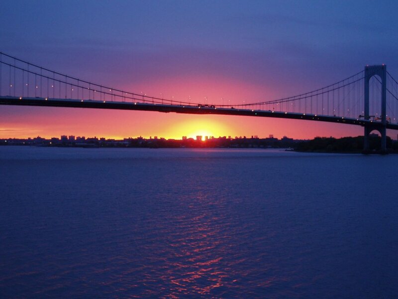 Sunset over Suspension Bridge — Purple