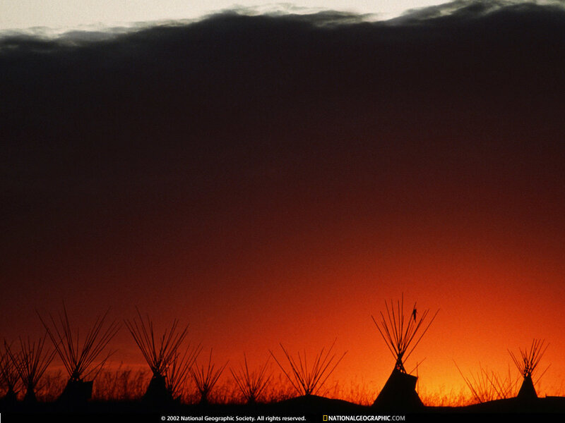 Sunset over teepees