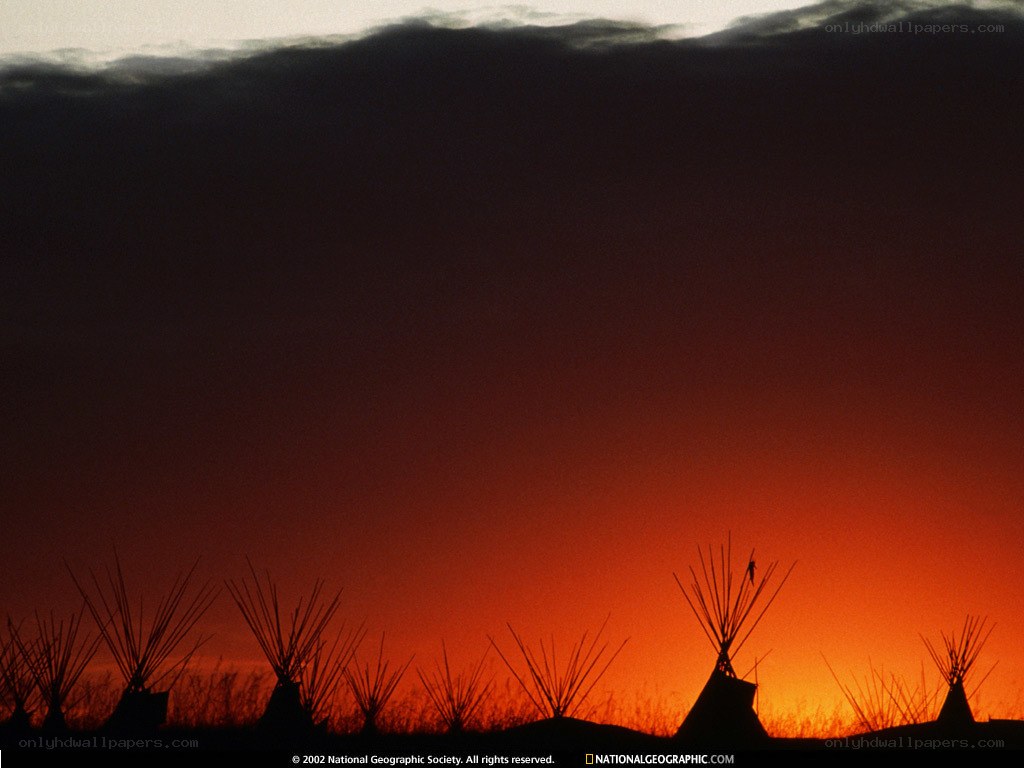 Sunset over teepees
