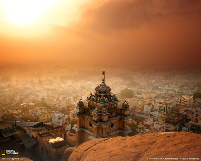 Sunset over temple city