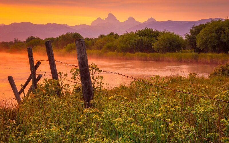 Sunset over Teton Mountains