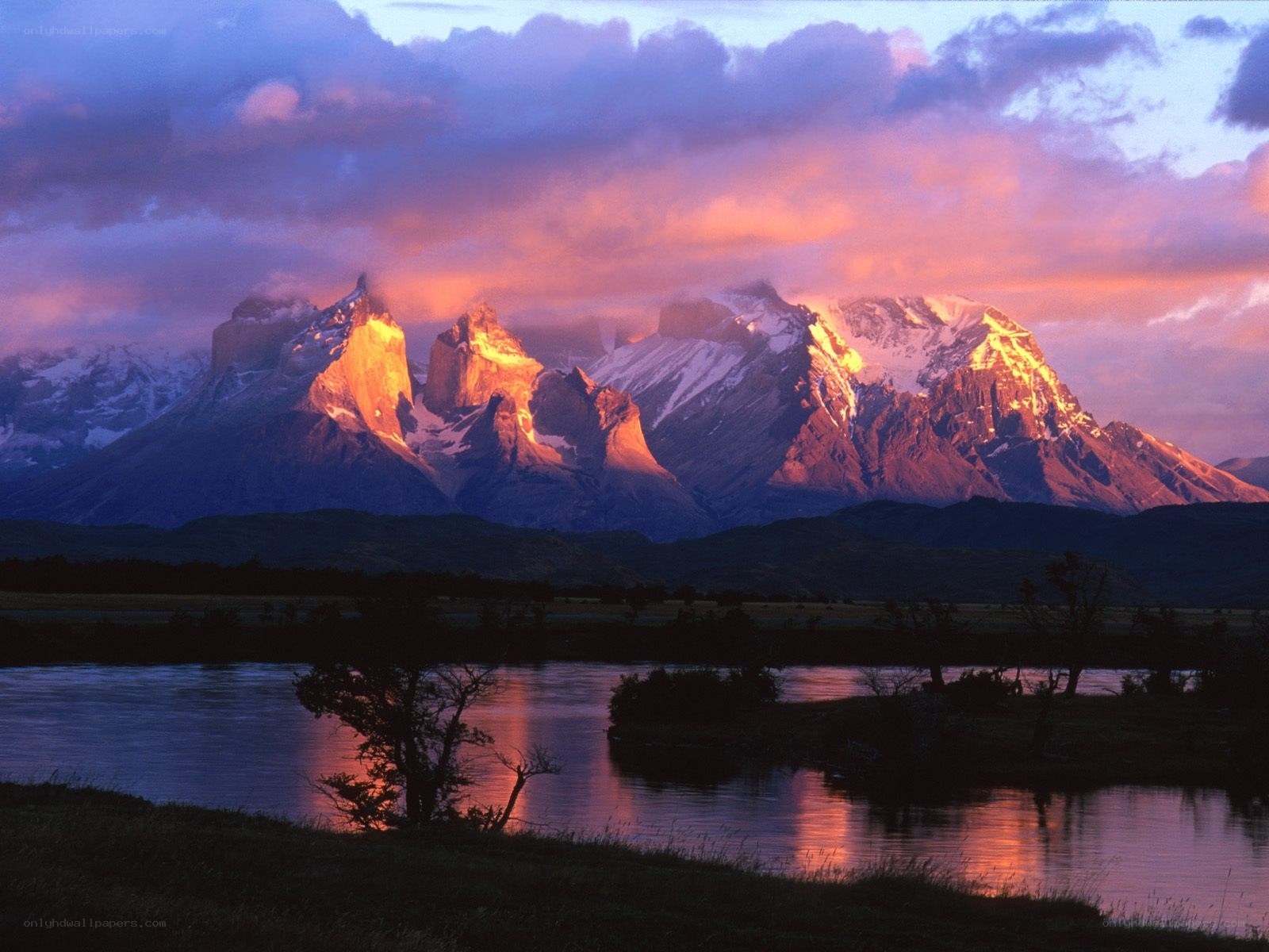 Sunset over the Andes mountains