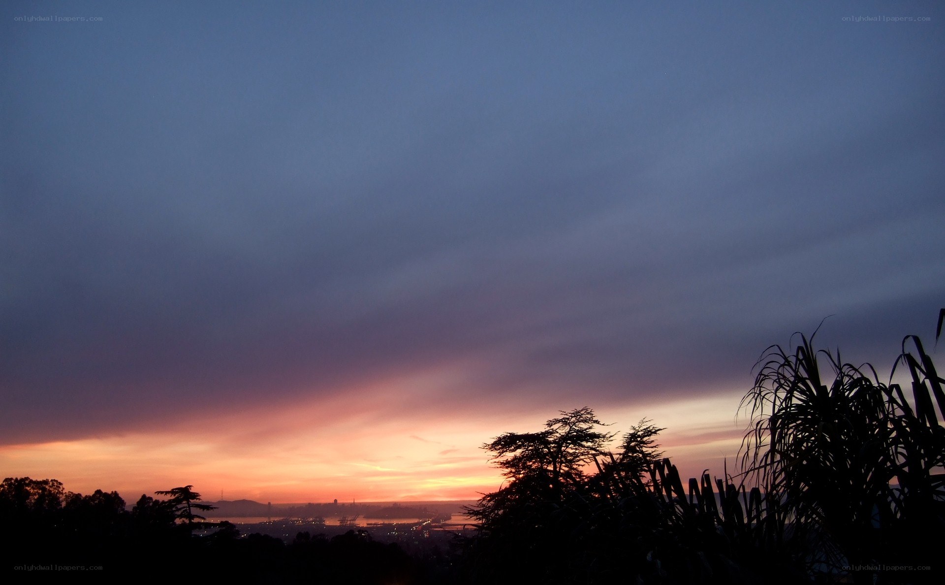 sunset over the bay
