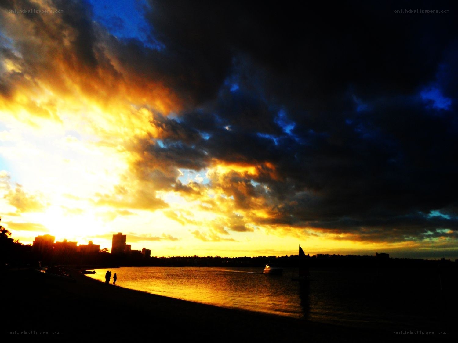 sunset over the bay