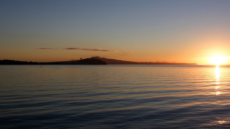 sunset over the bay