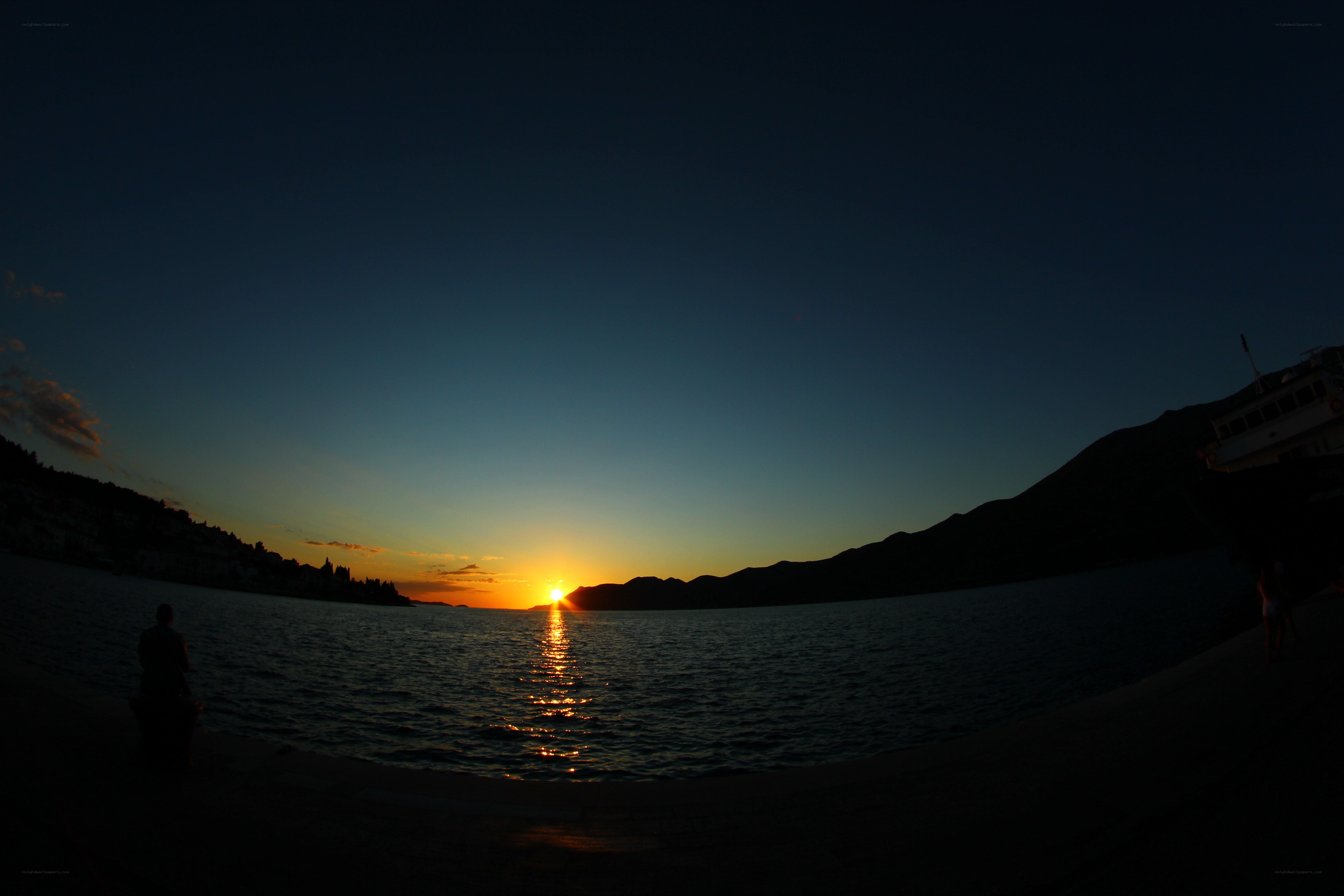 sunset over the bay