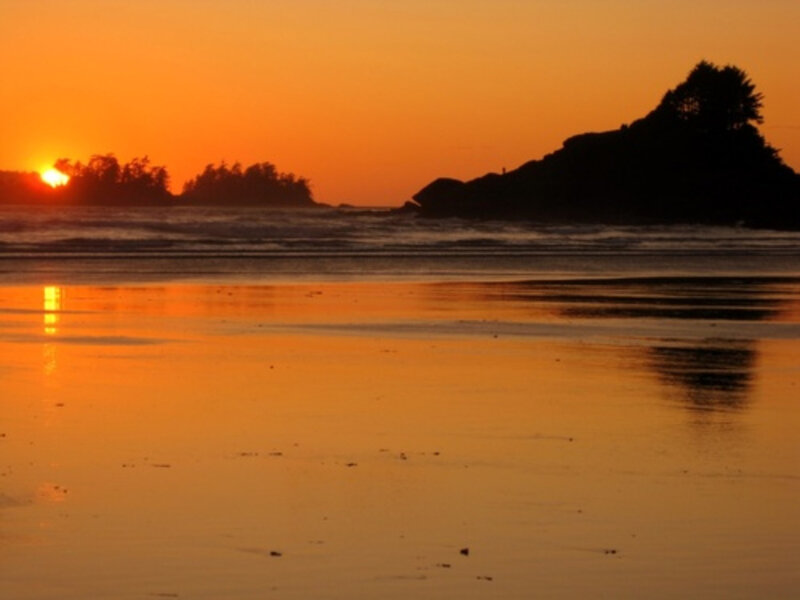 sunset over the beach