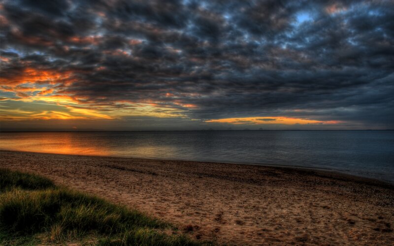 sunset over the beach