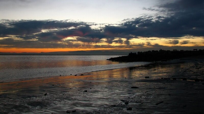 sunset over the beach