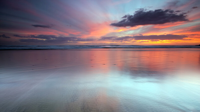 sunset over the beach