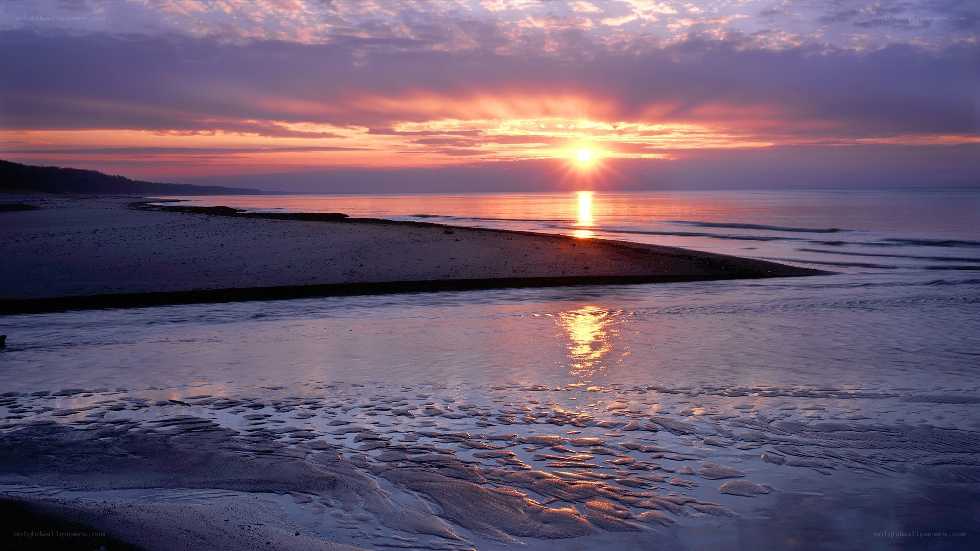 sunset over the beach