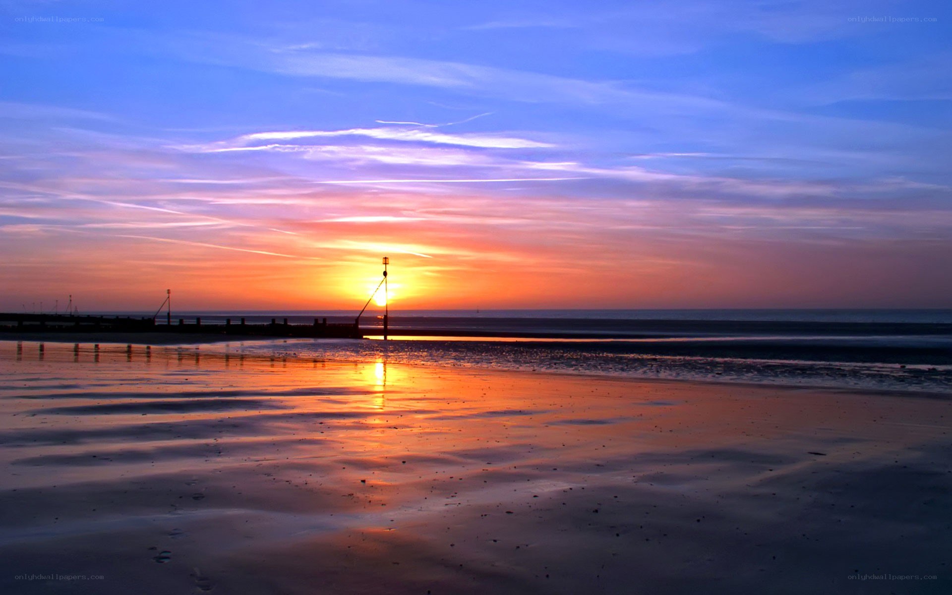 sunset over the beach