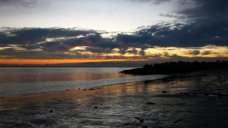sunset over the beach