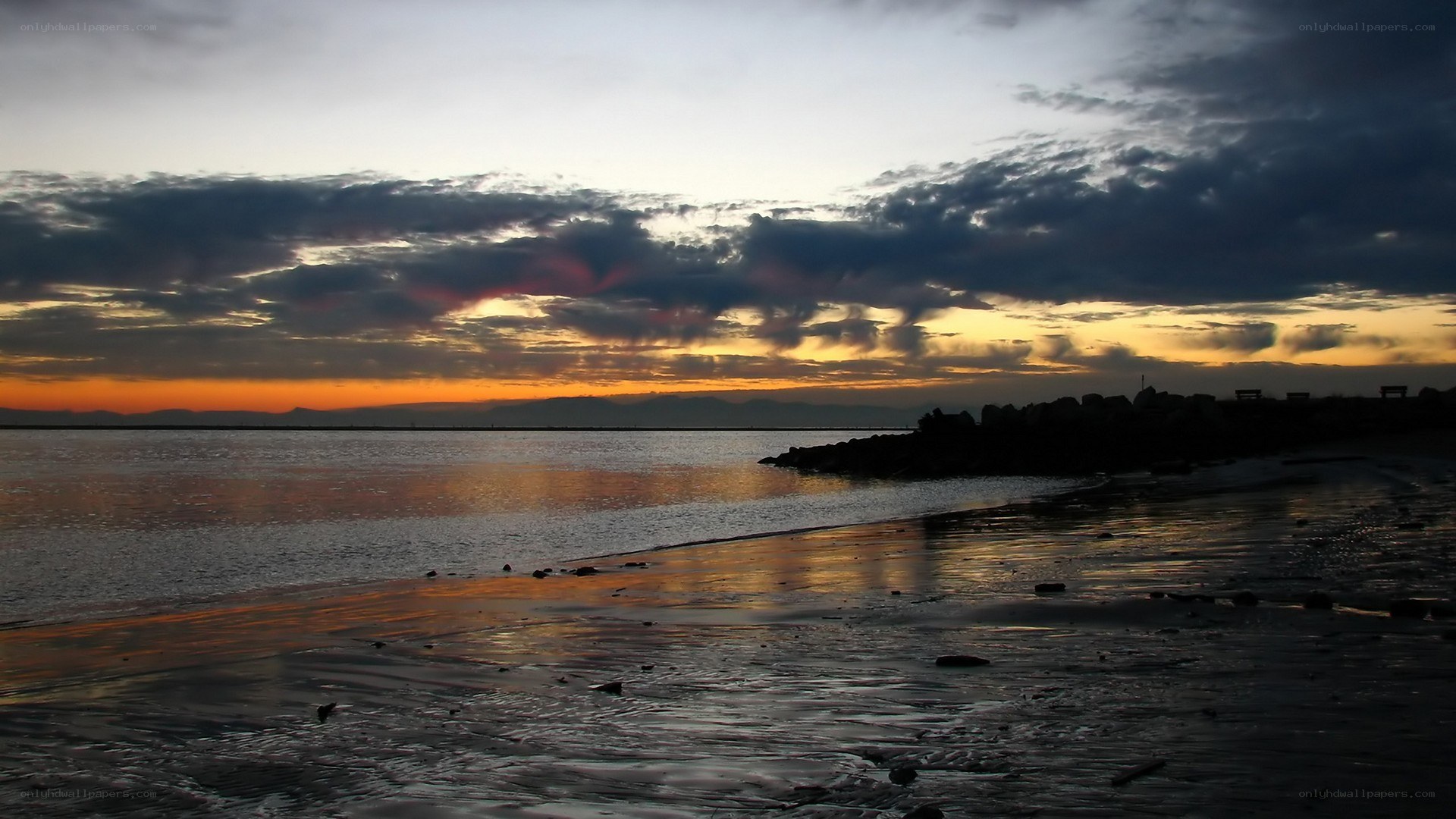 sunset over the beach