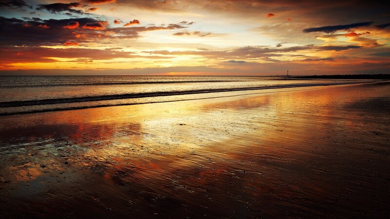 sunset over the beach