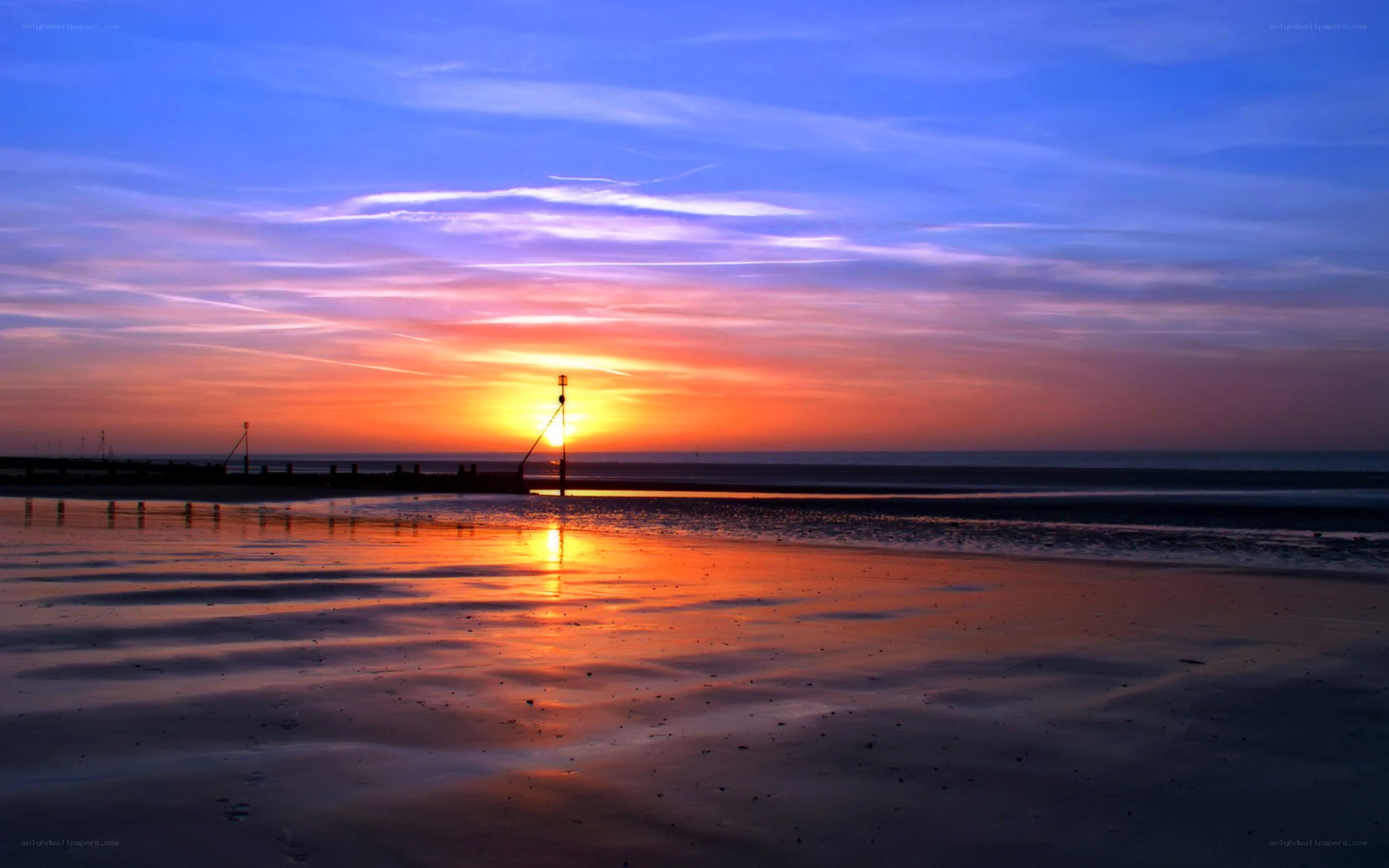 sunset over the beach