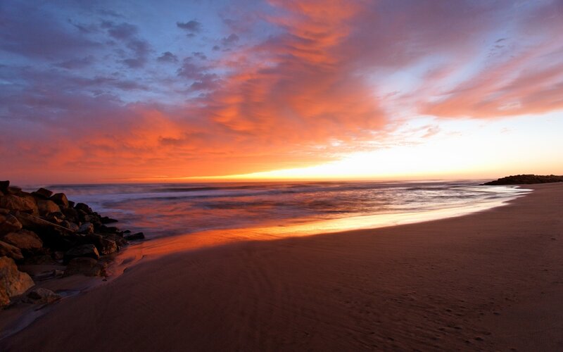 sunset over the beach