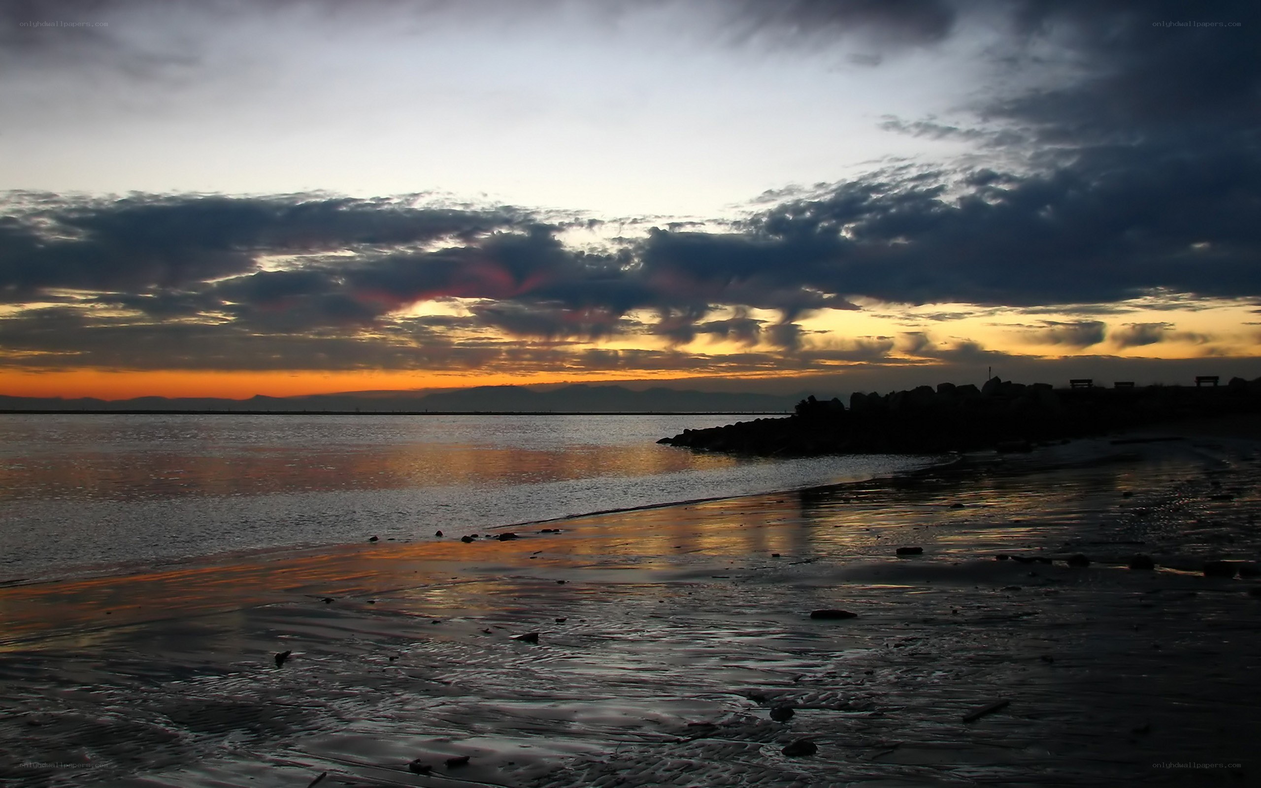 sunset over the beach