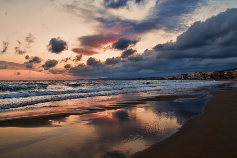 sunset over the beach