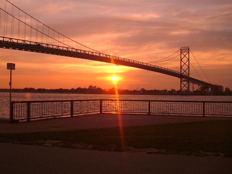 sunset over the bridge