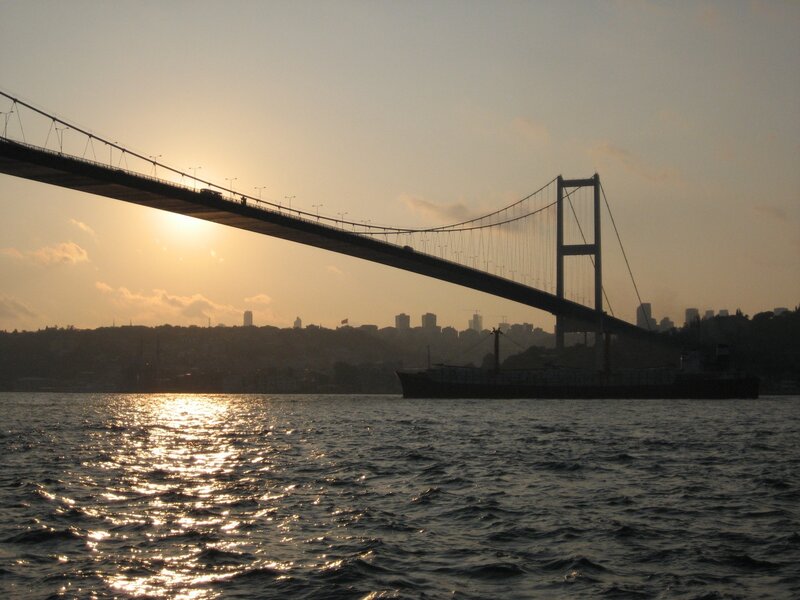 sunset over the bridge