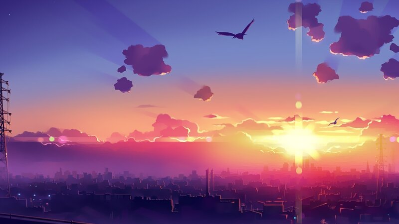 sunset over the city