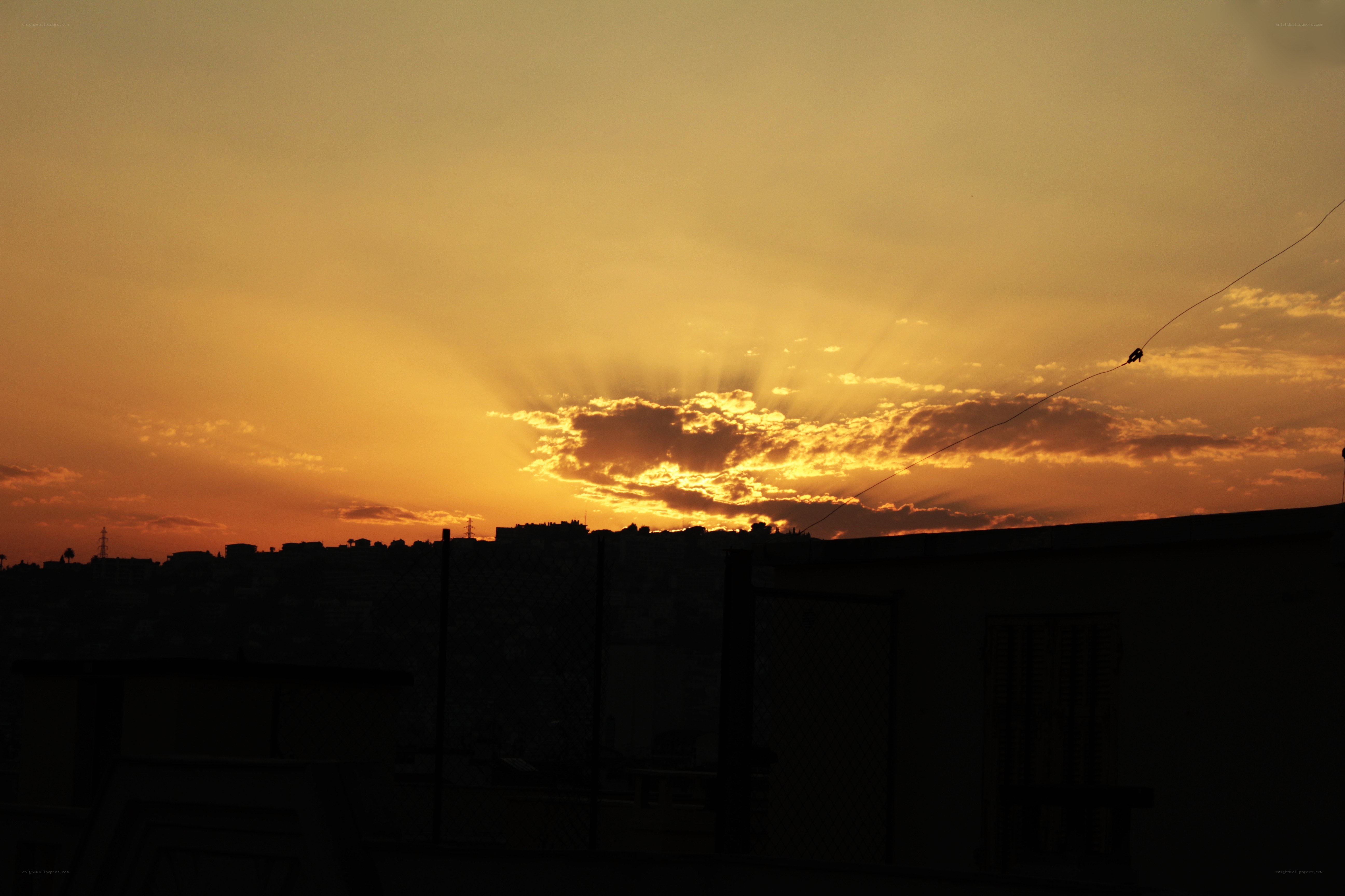 sunset over the city