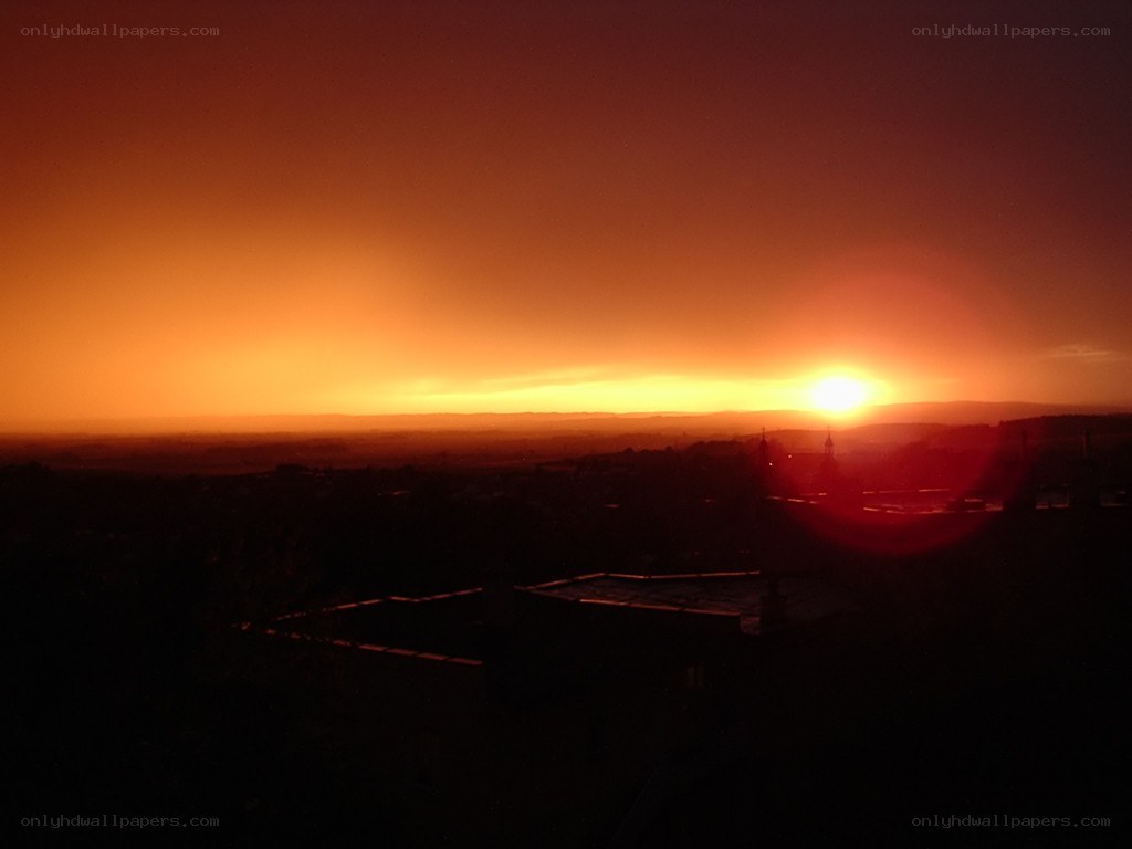 sunset over the city