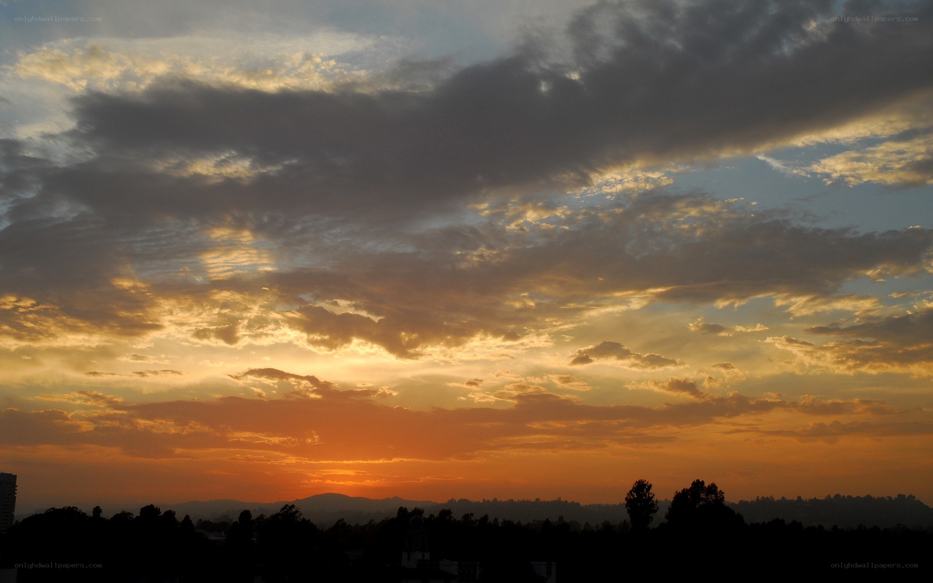 sunset over the city
