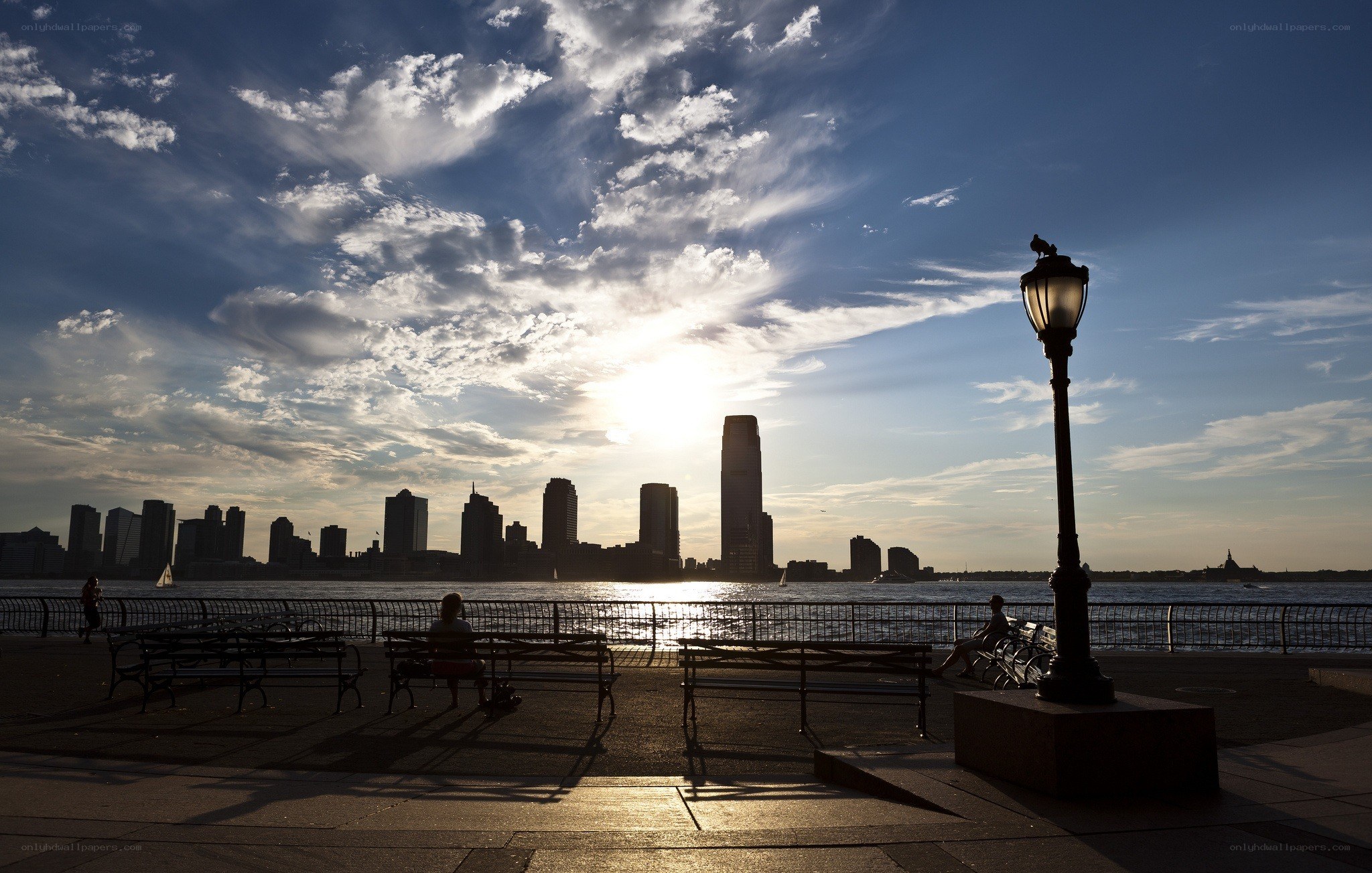 Sunset over the city skyline