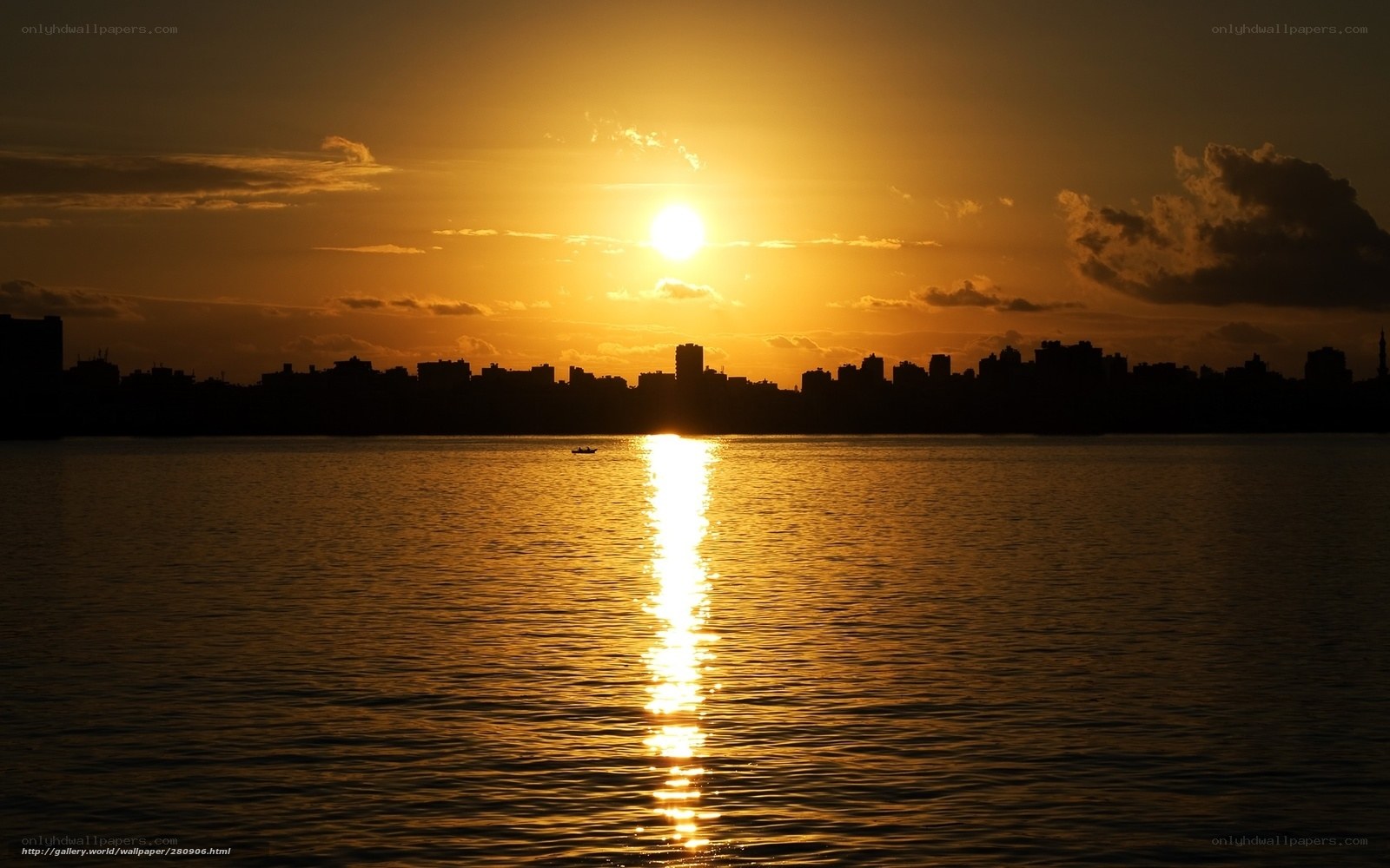 Sunset over the city skyline