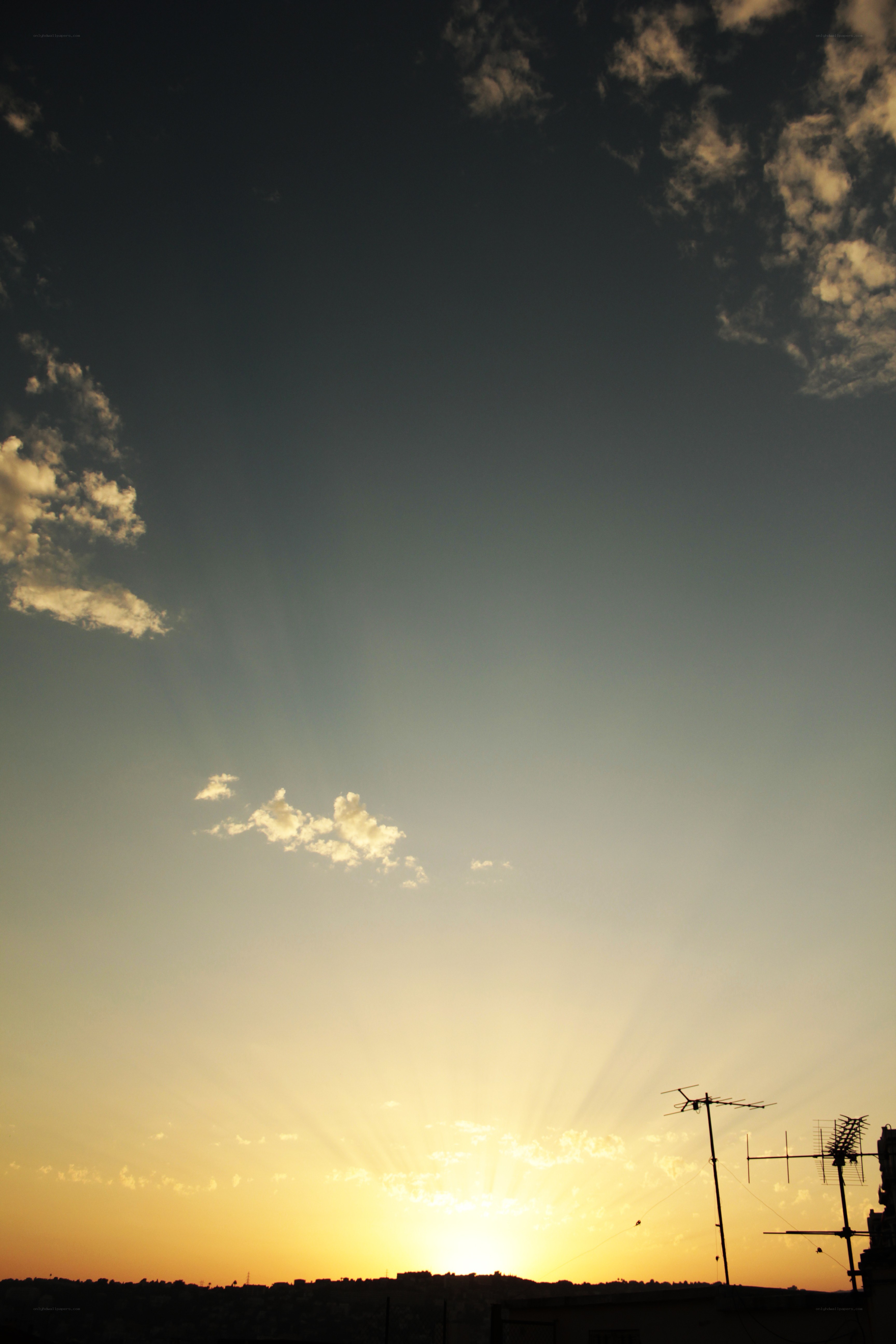 Sunset over the city skyline