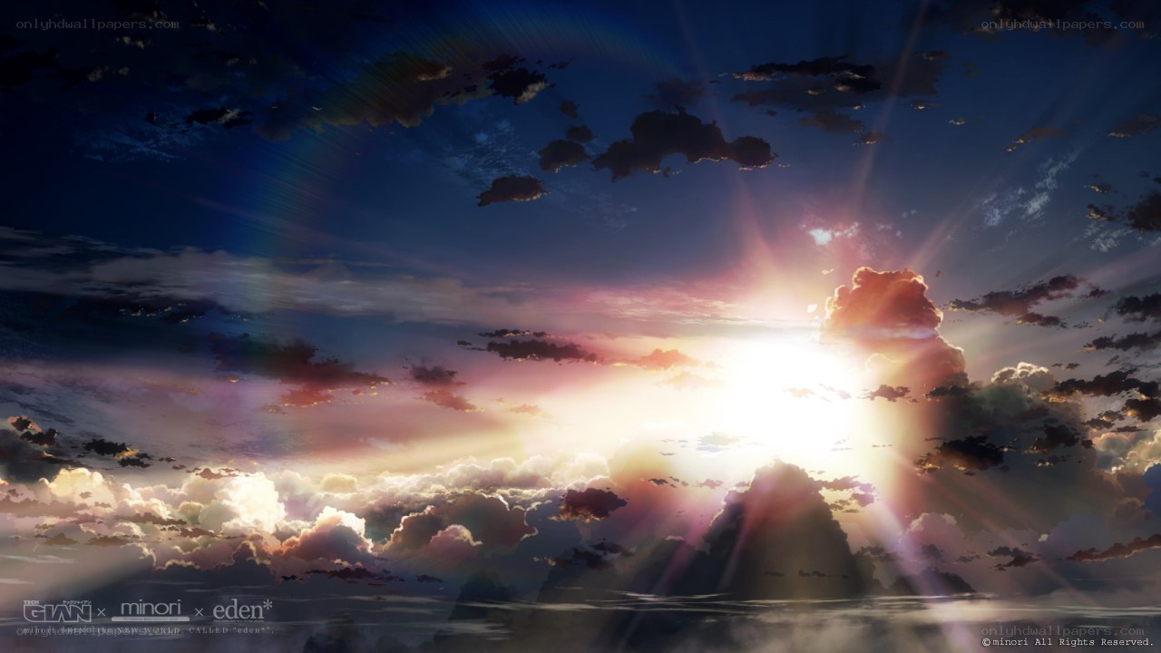 Sunset over the clouds