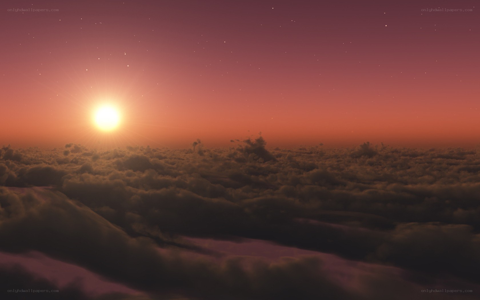 Sunset over the clouds