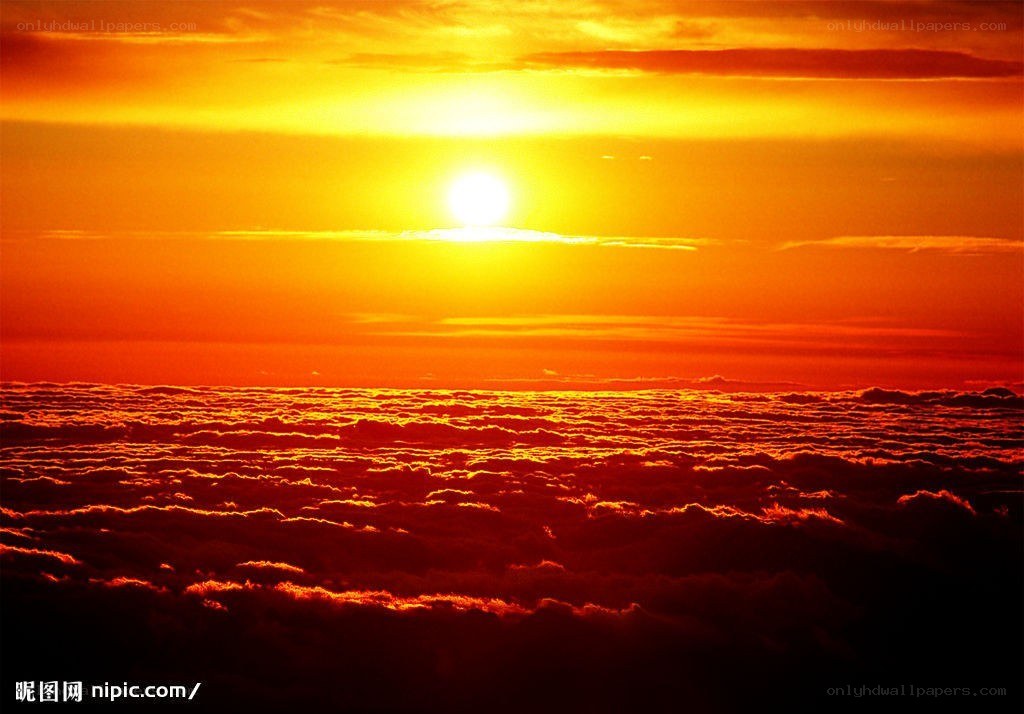 Sunset over the clouds