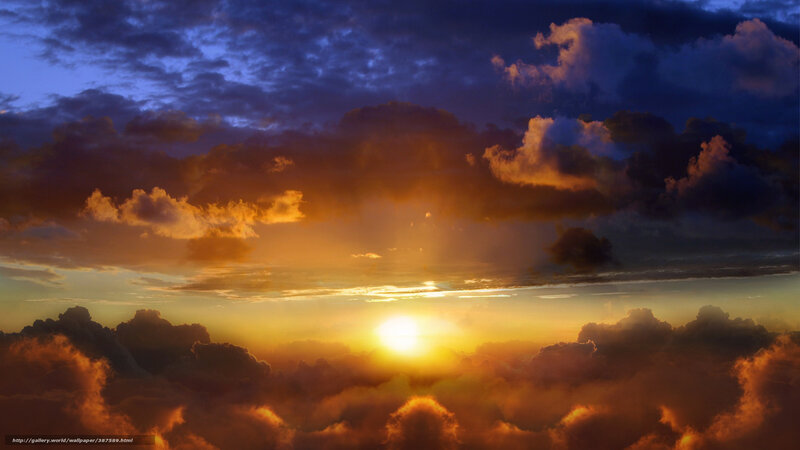 Sunset over the clouds